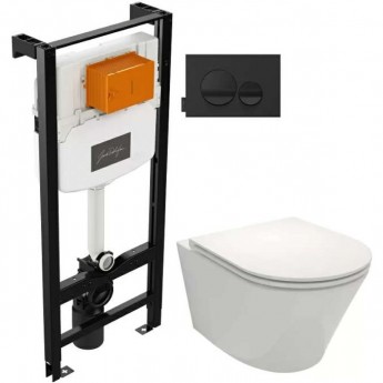 Унитаз c инсталляцией JACOB DELAFON RODIN+ E21748RU-00 клавиша черная Унитаз c инсталляцией JACOB DELAFON RODIN+ E21748RU-00 клавиша черная